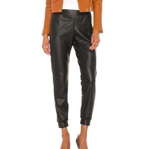COMMANDO Faux Leather Jogger Pants Size Small in Black